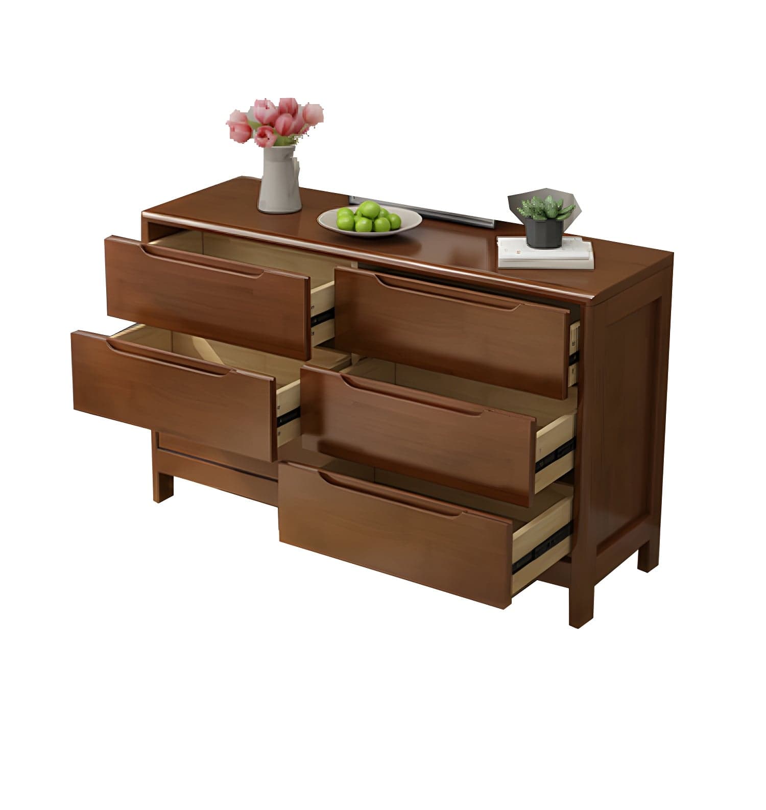 Mid-Century Modern Chest Rubberwood Squared Legs Grooves with Drawer Accent Chest thumbnail 3