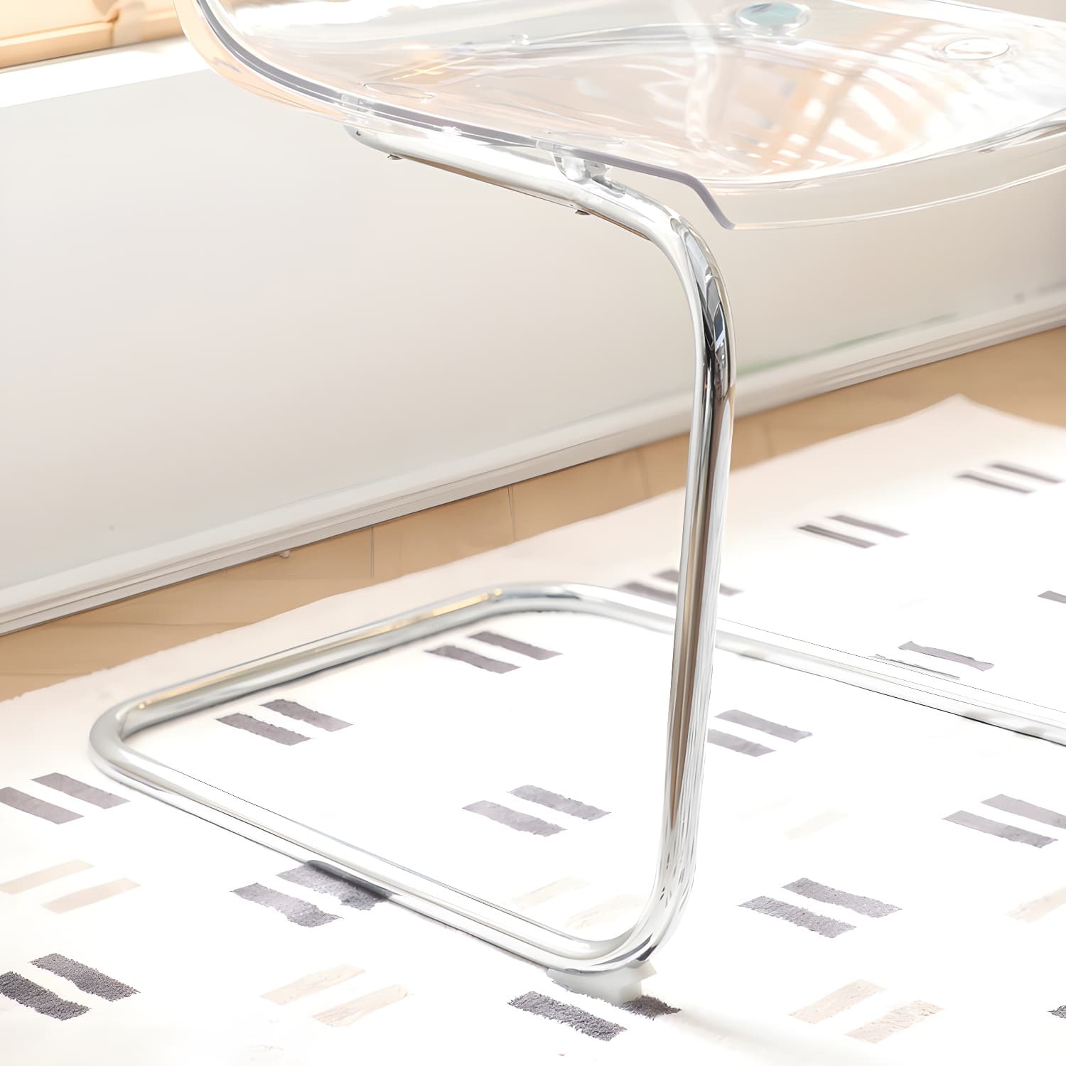 Modern Low-Back Side Chair in Plastic & Acrylic with Metal Legs - Silver thumbnail 14