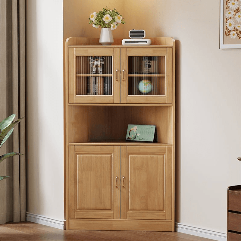 Independent Corner Utility Storage Cabinet in Cocoa/Gray/White with Grip Bars, 2 Exterior Shelves and 2 Cabinets/1 Cabinet in a Trendy Style, Glass-panel Door Included/Not Included thumbnail 1