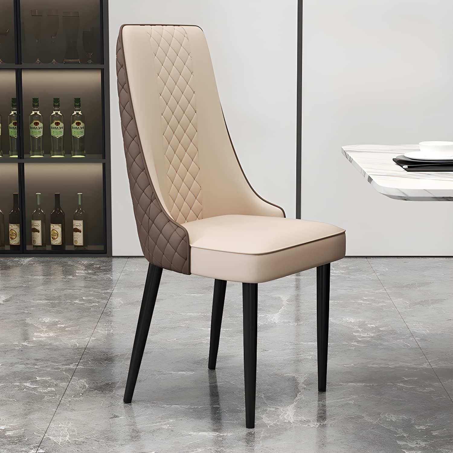 Comfortable and Stylish Faux Leather High Back Upholstered Chair for Kitchen and Dining thumbnail 5
