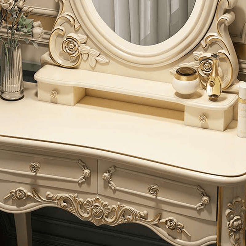 Standard/Small/Large Retro Cream Timber Vanity Set with Chair & Standing Mirror thumbnail 2