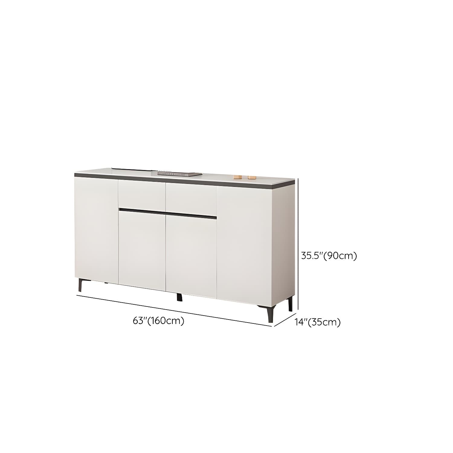 Wooden Modern Stone Countertop Buffet Sideboard with Drawers for Living Room thumbnail 16