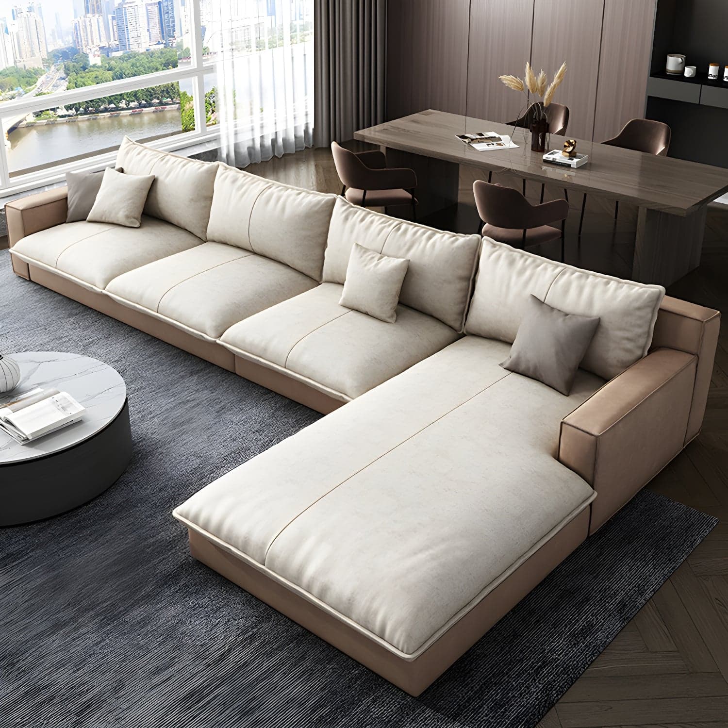 Scandinavian Pillow Back Sectional with Square Arm for Living Room thumbnail 13