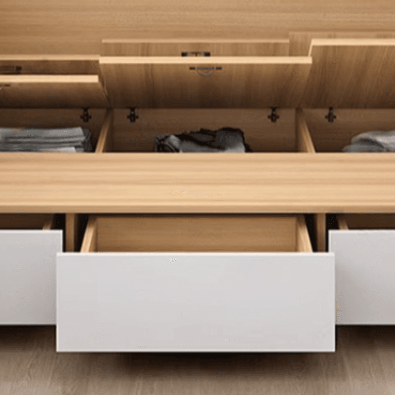 Unfinished Color Modern Tatami Bed with 3 Storage Boxes thumbnail 4