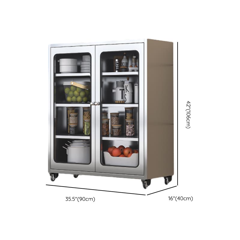 Metallic Sideboard on Roller Wheels with Stainless Steel Countertop thumbnail 26