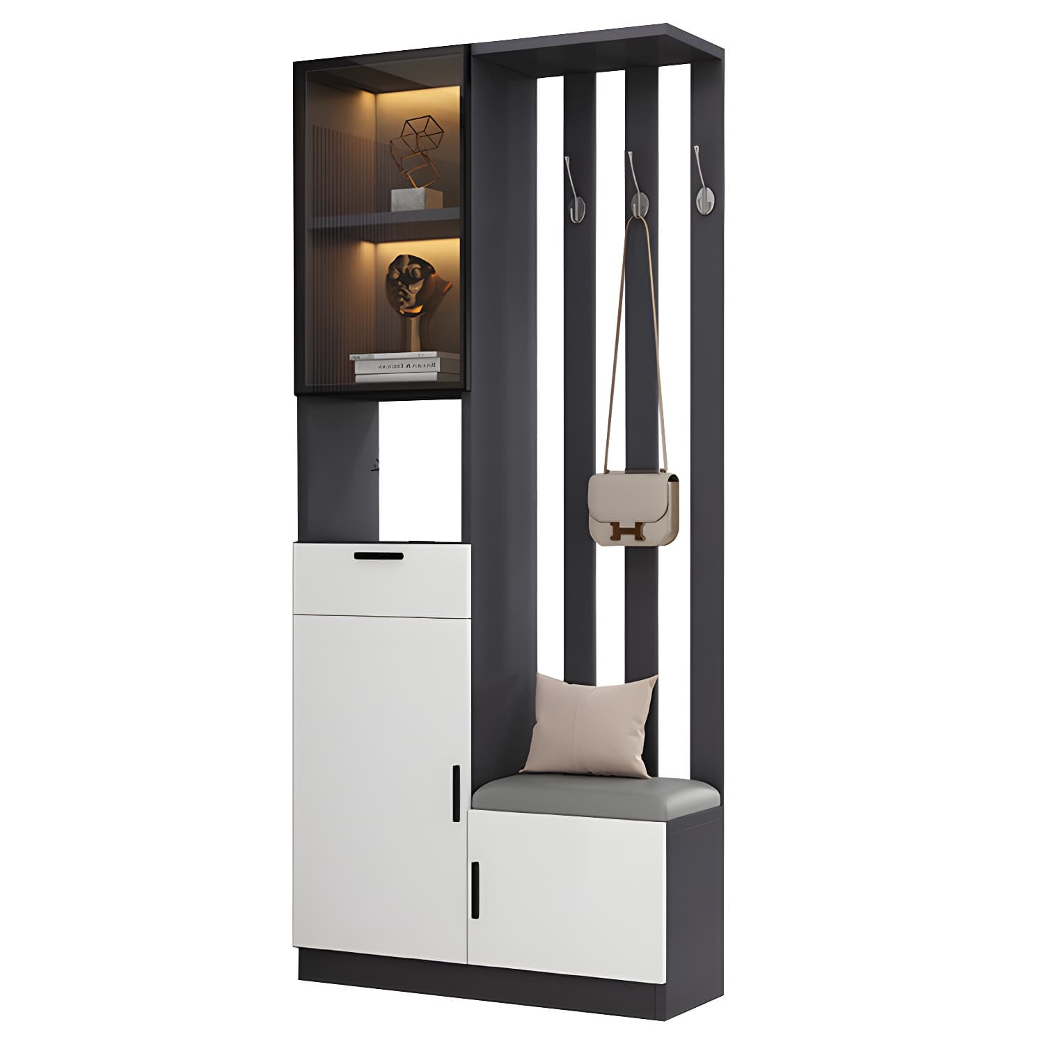 Contemporary Style Wooden 3-door Accent Cabinet with Drawer and Shelf thumbnail 11