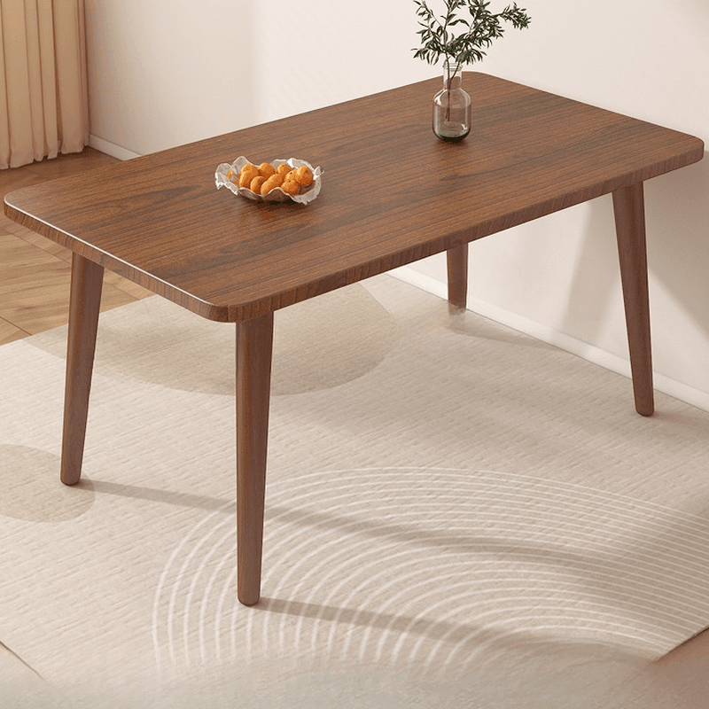 Dining Table Set with Rectangular Recycled Wood Fixed Table and Padded Chair Back in White/Auburn/Unfinished thumbnail 1