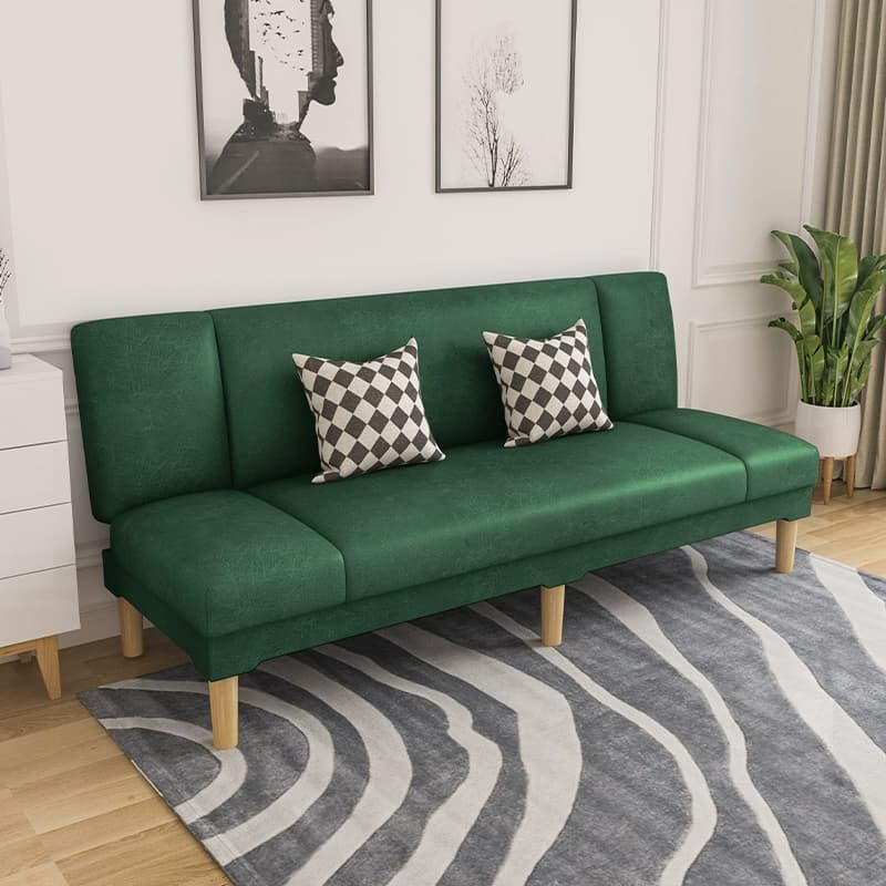 Scandinavian Armless Sleeper Sofa, Light Wood, Foam Filling, Includes Pillows thumbnail 1