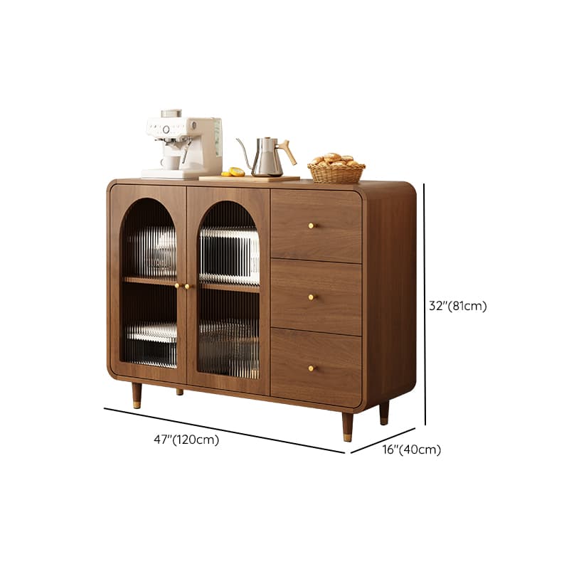 3 Drawers Modish Tan Standard Sink Cabinet with Glass Doors, 2 Shelves/1 Shelf, and Cabinets thumbnail 12
