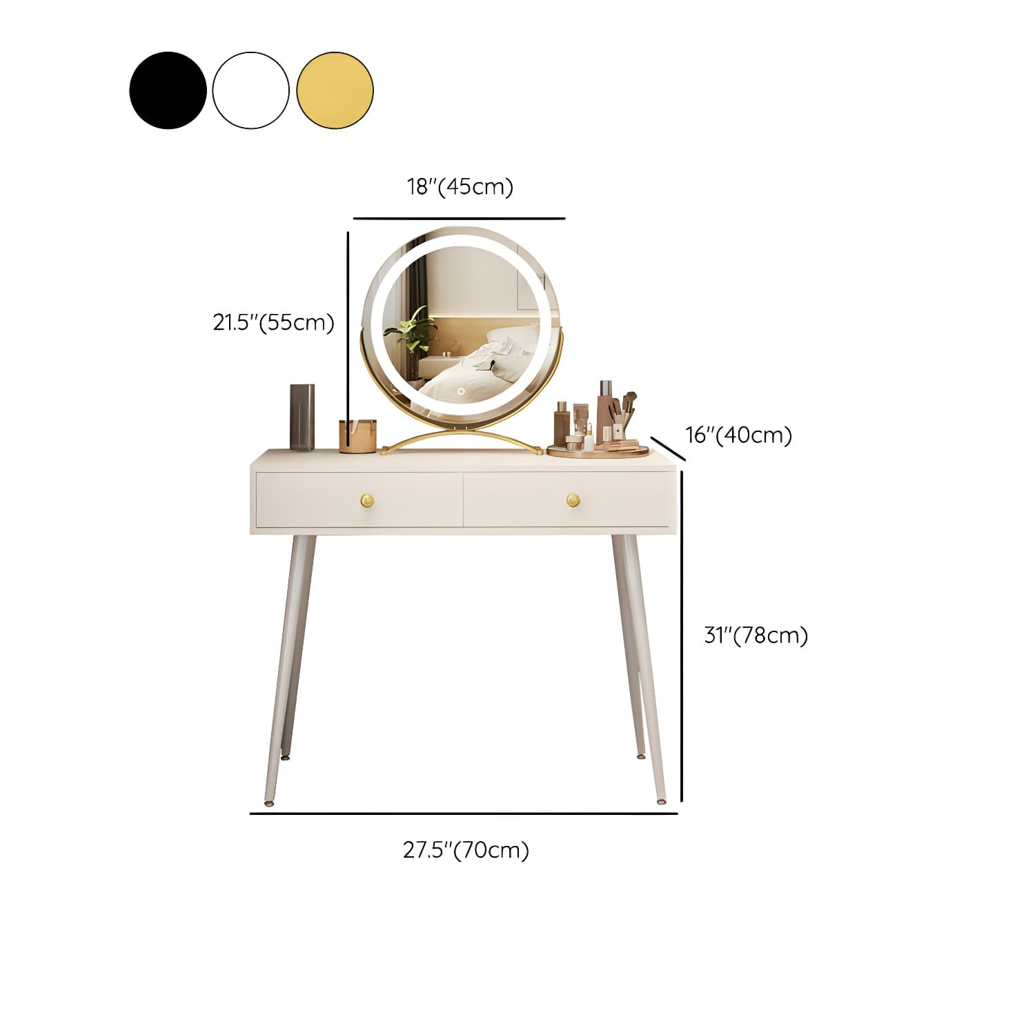 2-Drawer Vanity Tables Bedroom Makeup Vanity Desk Table with Drawer thumbnail 20