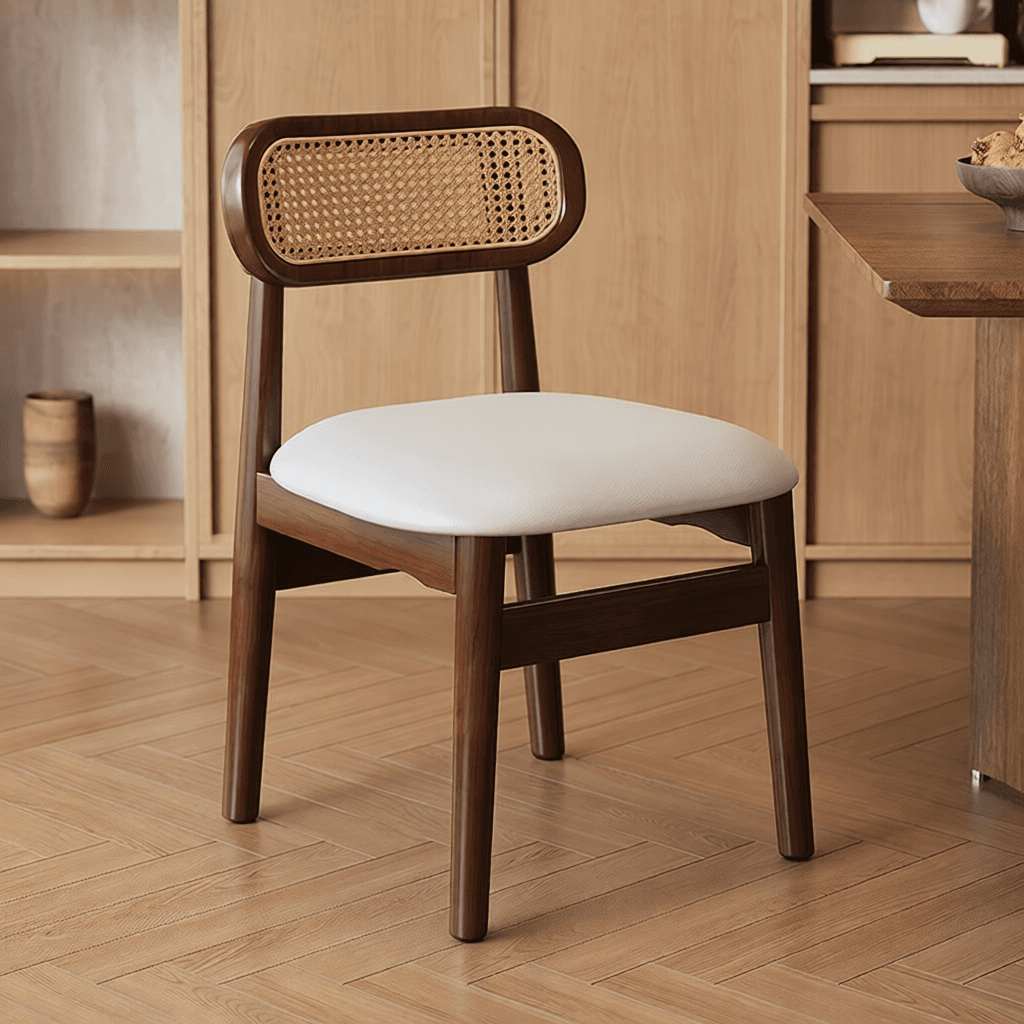 Simple Drawing Room Side Chair with Exposed Back, Upholstered Seat, and Wooden Legs thumbnail 7