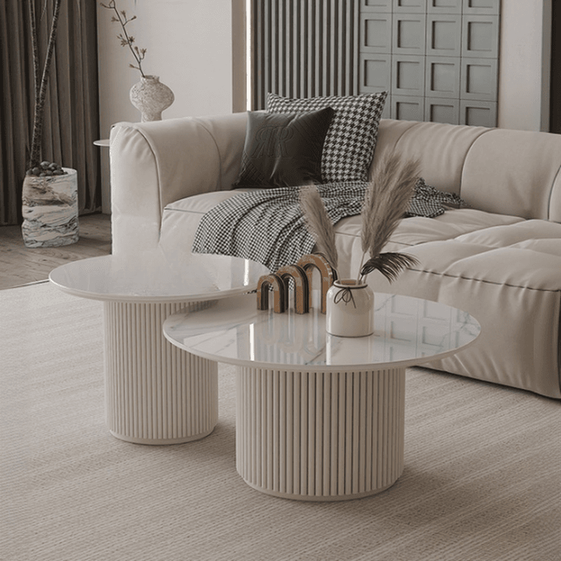 Circular-shaped Ivory Board Game Coffee Table for Home thumbnail 6