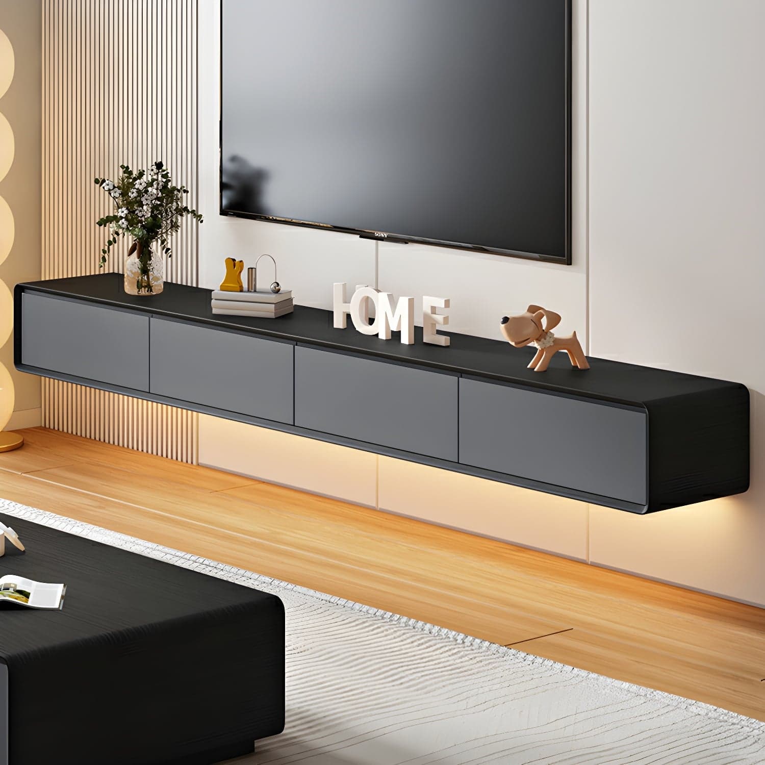 Modern Floating 2-Drawer TV Cabinet with Cable Management for Living Room thumbnail 2
