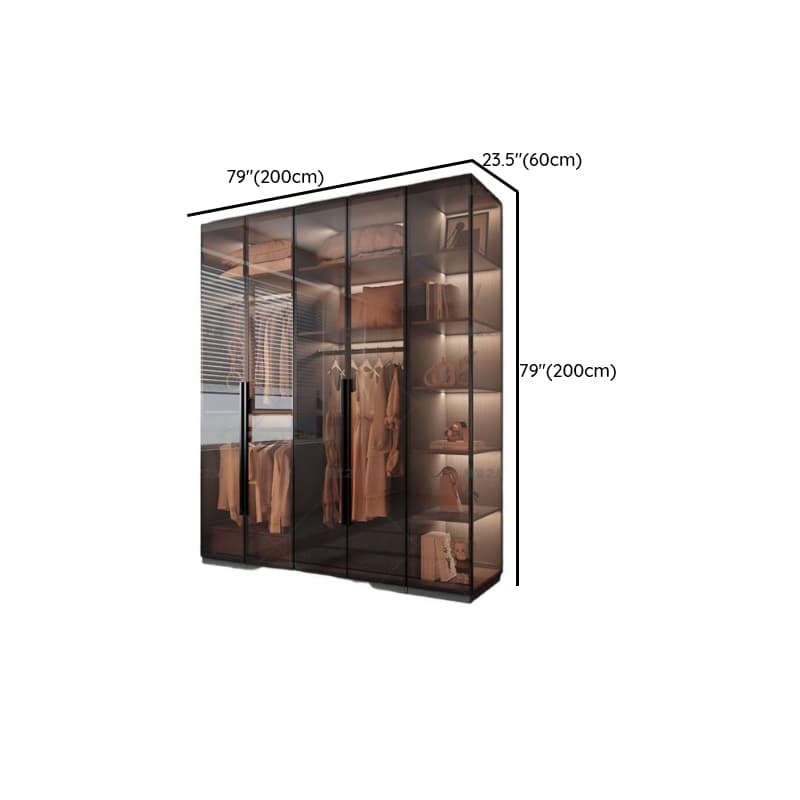 Transparent Simplistic Vitreous Wardrobe Closet with Soft Close Door, Interior Shelves, and Hanging Rod thumbnail 10