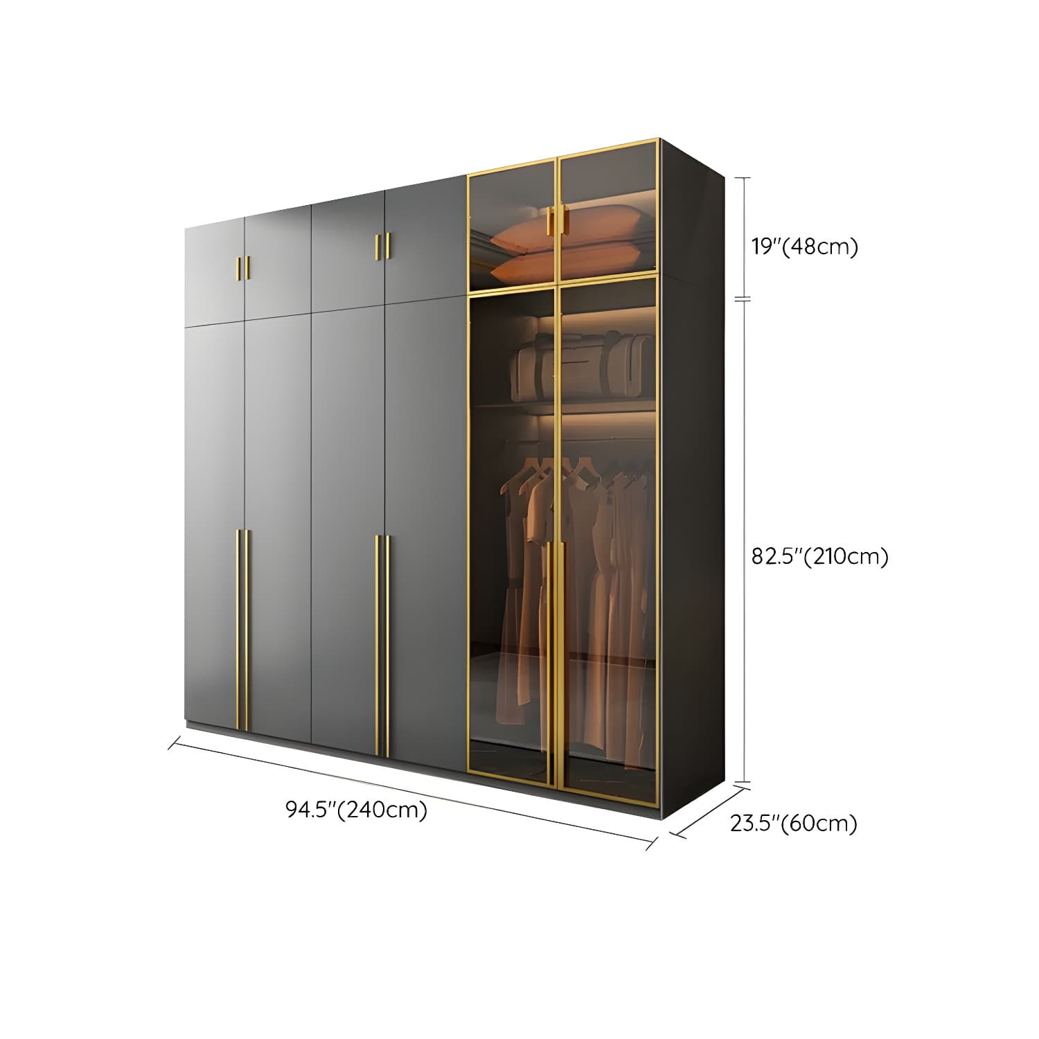 Modern Black Wood Wardrobe Armoire with Soft-Close Drawers & Clothing Rod thumbnail 23