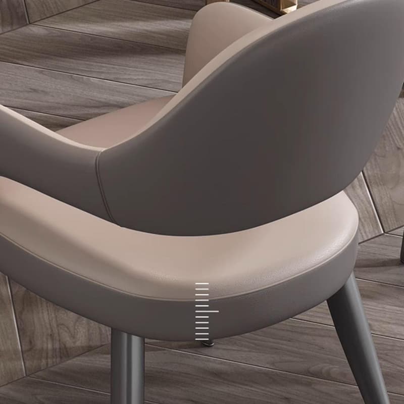 Faux Leather Arm Chair with Standard Back and Metal Legs in Gray for Kitchen & Dining thumbnail 17