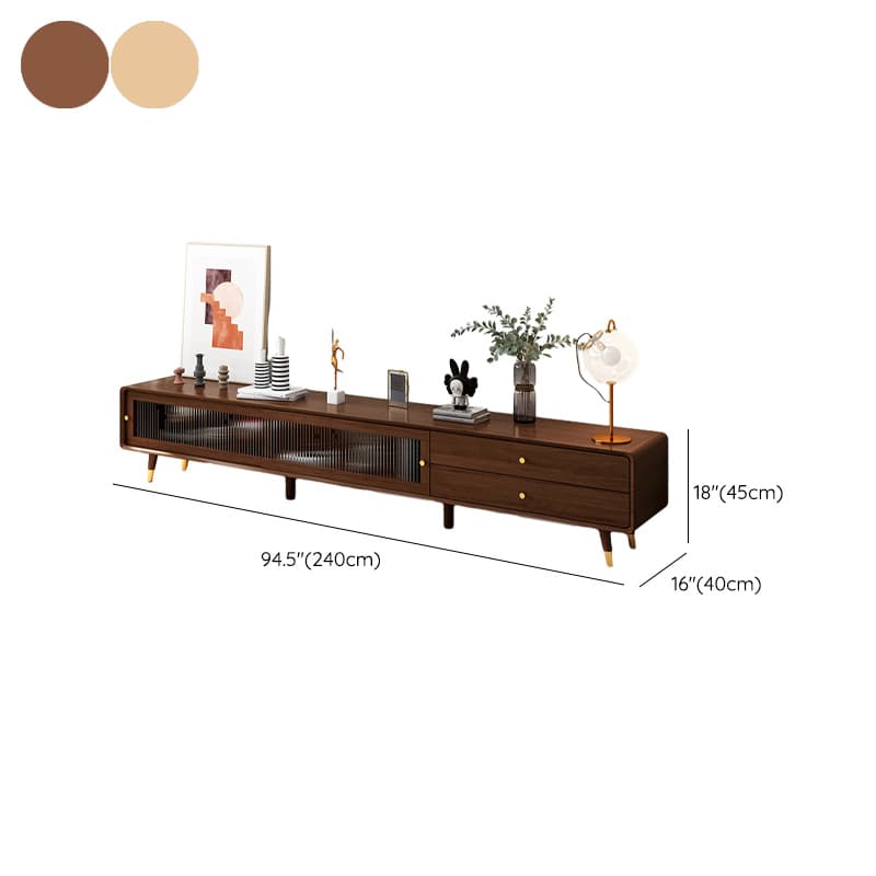 Scandinavian Style Low Height Wood TV Stand With 2 Drawers and Cabinet, Size 15.7'' x 17.7'' thumbnail 16