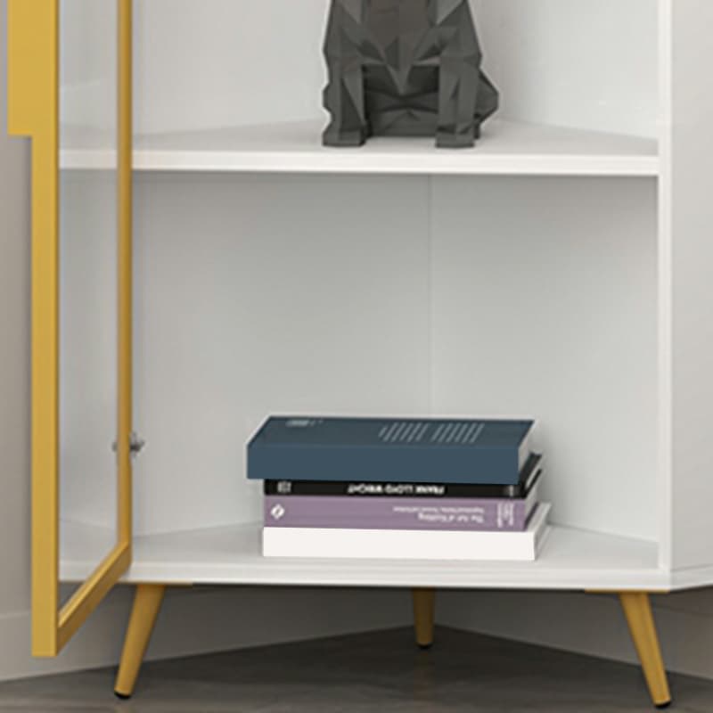 Golden Metal Corner Accent Cabinet with Glass Doors & Lighting Included thumbnail 9