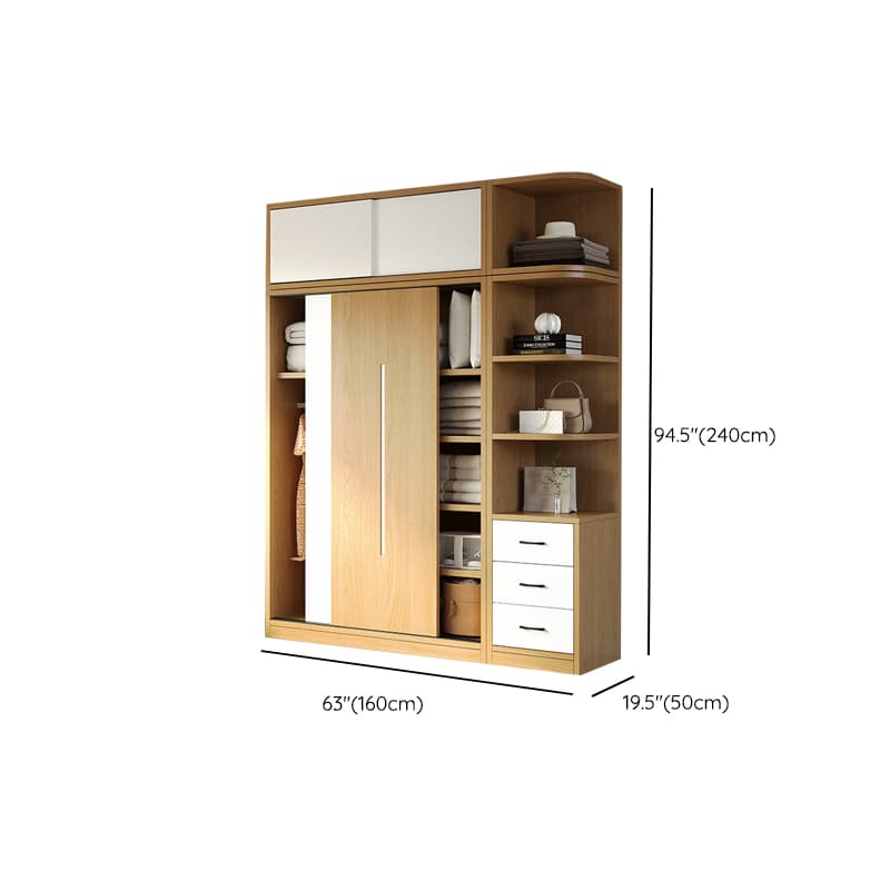 Natural Color Minimalist Cabinet Armoire with Soft Close Drawer, Soft Close Door & Interior Shelves thumbnail 28