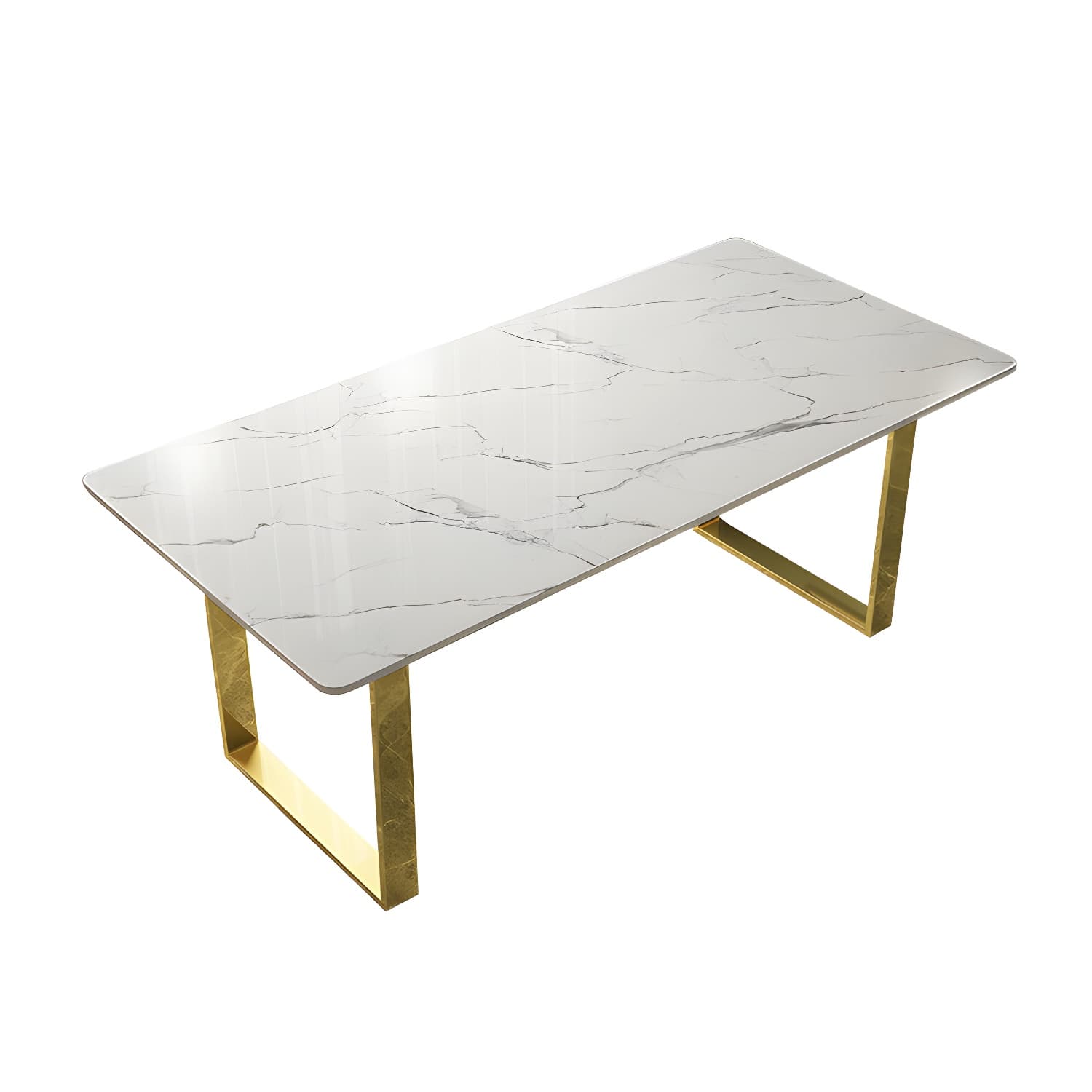Marble Top Dining Table Modern Rectangle Dining Table with Sled Base thumbnail 5