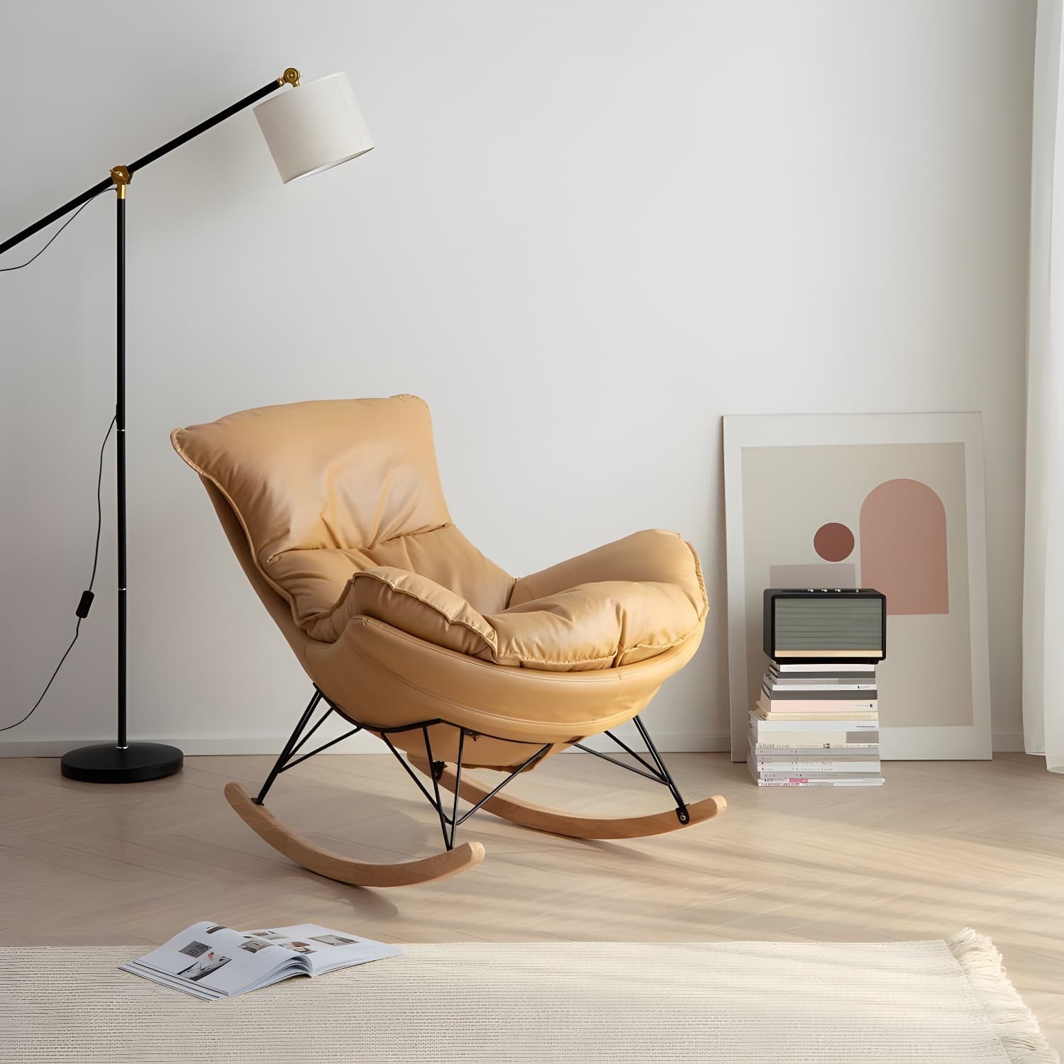 Contemporary Style Nursery Sofa Rocking Chair Indoor Rocking Chair with Ottoman thumbnail 15