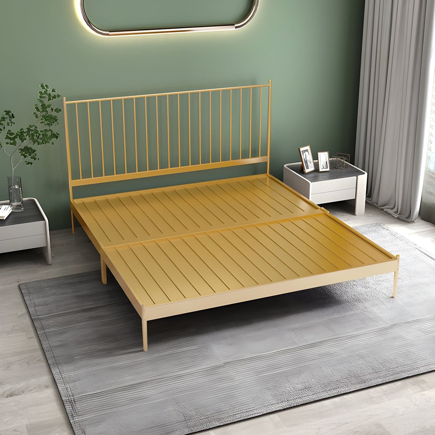 Modern Style Metal Material Includes Headboard Gold/white/black Bed thumbnail 2