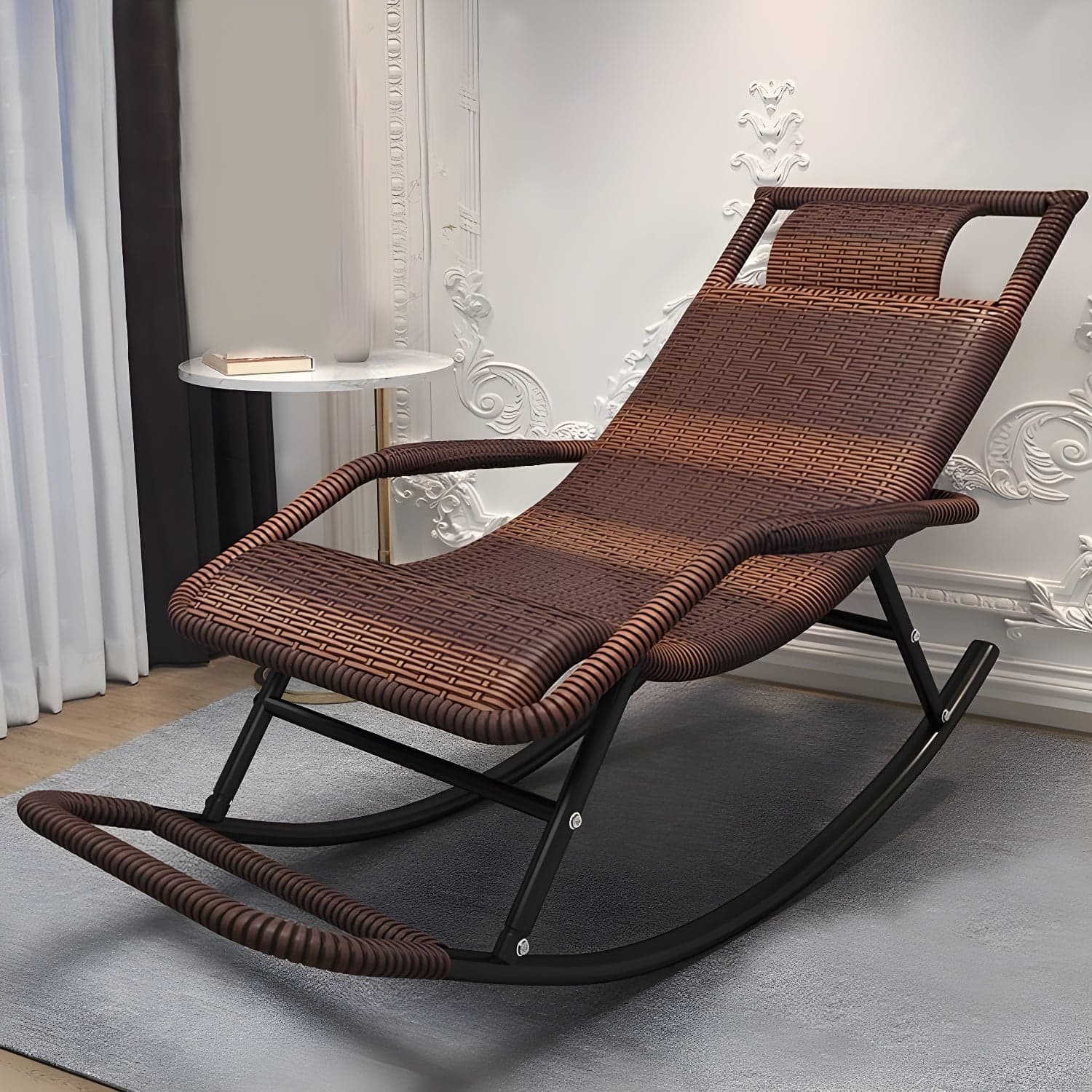 Modern Rattan Rocker Chair Reclining Rocking Chair for Home Decor - image 2