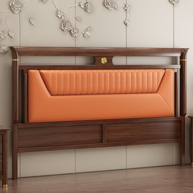 Trendy Panel Headboard in Natural Wood with No Distressing, Rectangle Shape for King/Queen/Full Bed, Featuring Sponge Upholstery and Standard Height