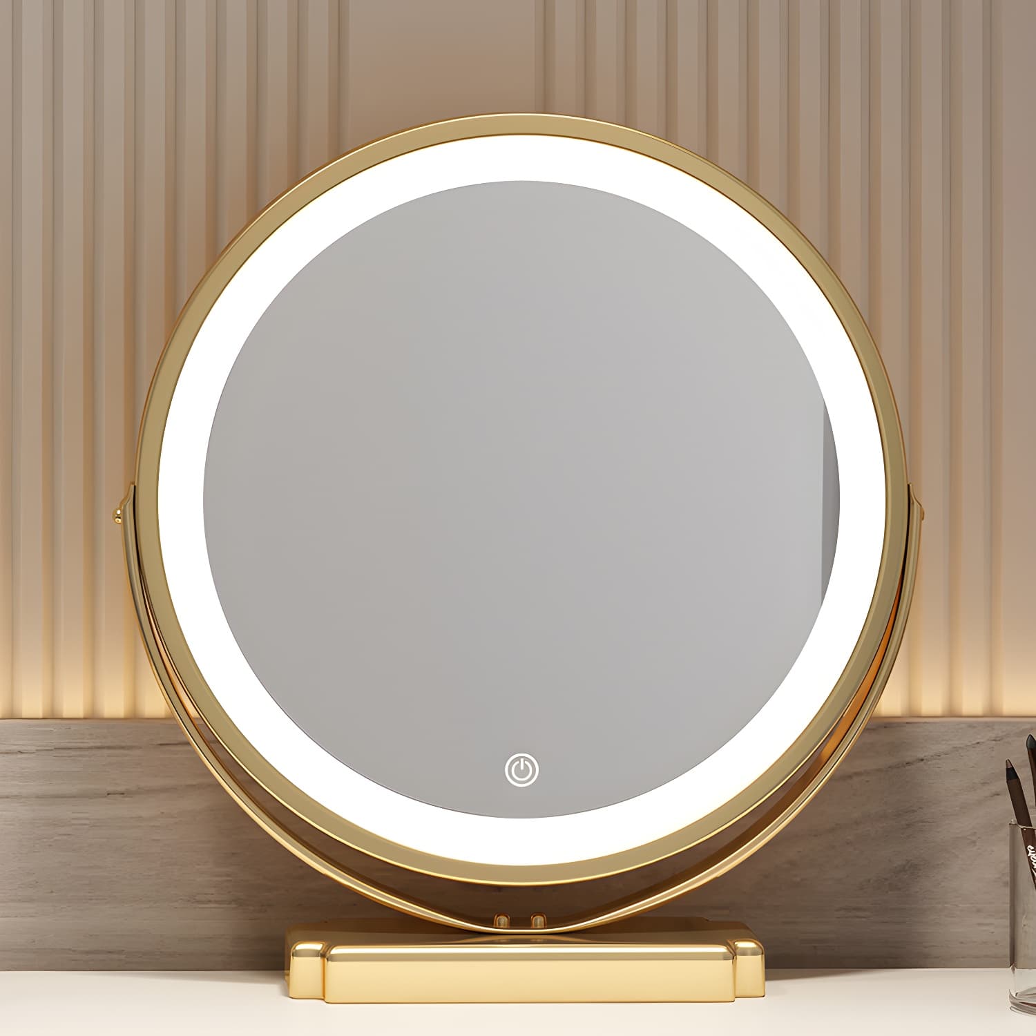 Contemporary Mirrored Wood Top Makeup Vanity Desk White/Gray Dressing Table thumbnail 13