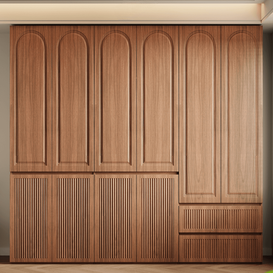 Acorn Minimalist Natural Wood Independent Wardrobe Closet with Soft Close Drawer, Soft Close Door, and Interior Shelves thumbnail 1