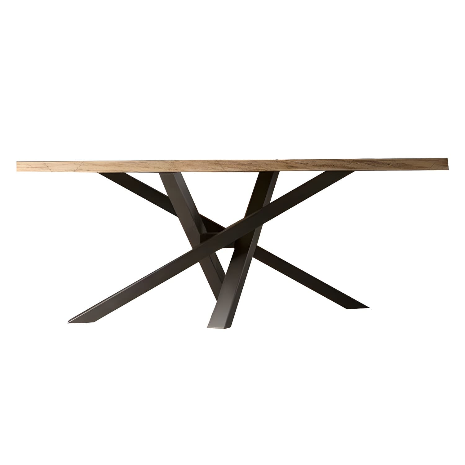 Pine Solid Wood Dining Table Single Pedestal Metallic Base Rectangle Table for Home thumbnail 5