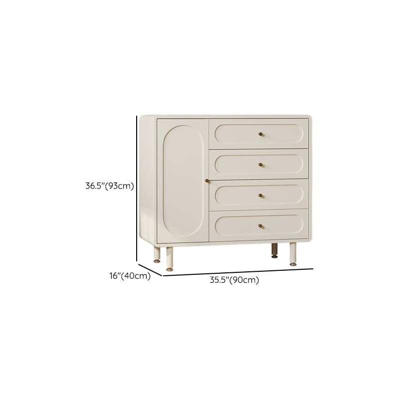 Chalk Modish Composite Wood Console Dresser with 5 Drawers and Hutch, 3 Interior Shelves, Horizontal thumbnail 11