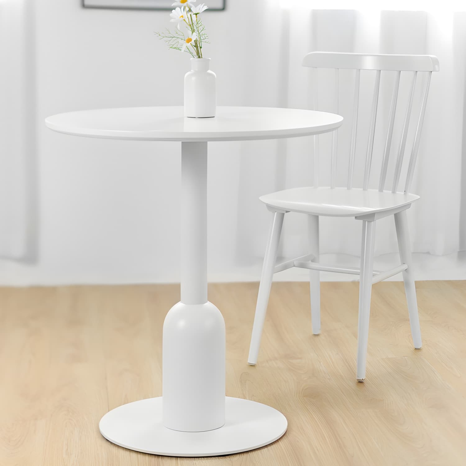 Industrial Style Dining Site Table MDF Dining Room Furniture with Pedestal Base thumbnail 7