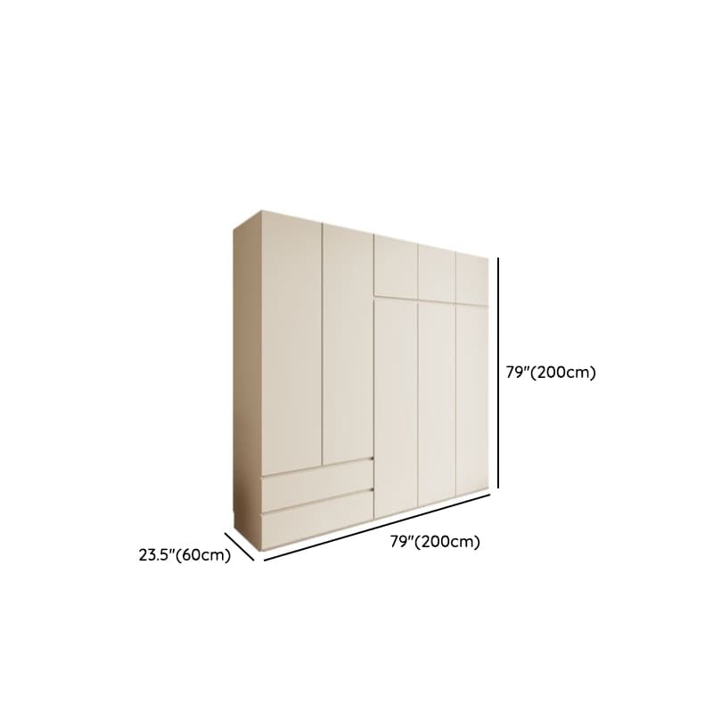 Cream Modern Wood Wardrobe Armoire with Soft Close Drawer and Door, Interior Shelves, and Hanging Rod thumbnail 14