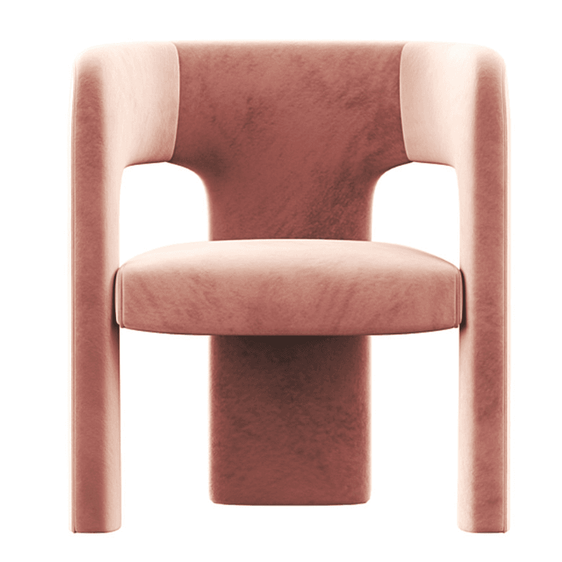 Soft-pile Fabric Upholstered Secure Outlined Arm Chair with Curved Back and Dark Blue/Light Green/Blush Legs in a Nordic Style thumbnail 19