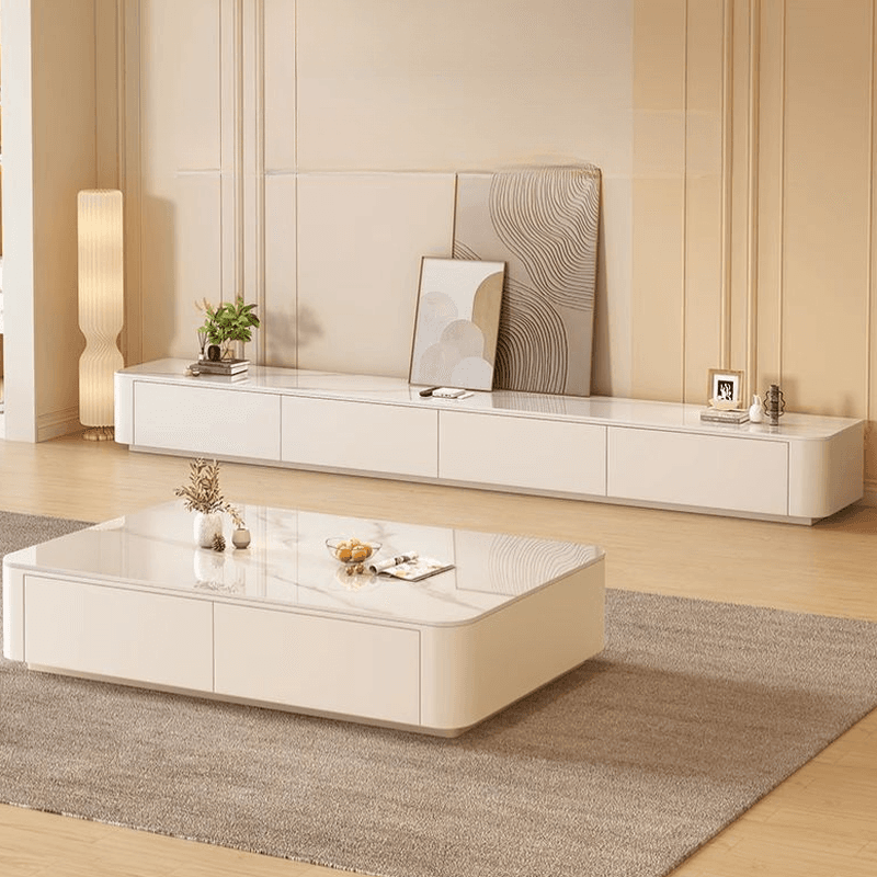 Modern Simple Style Glass TV Stand with 4-Drawer/3 Drawers thumbnail 7