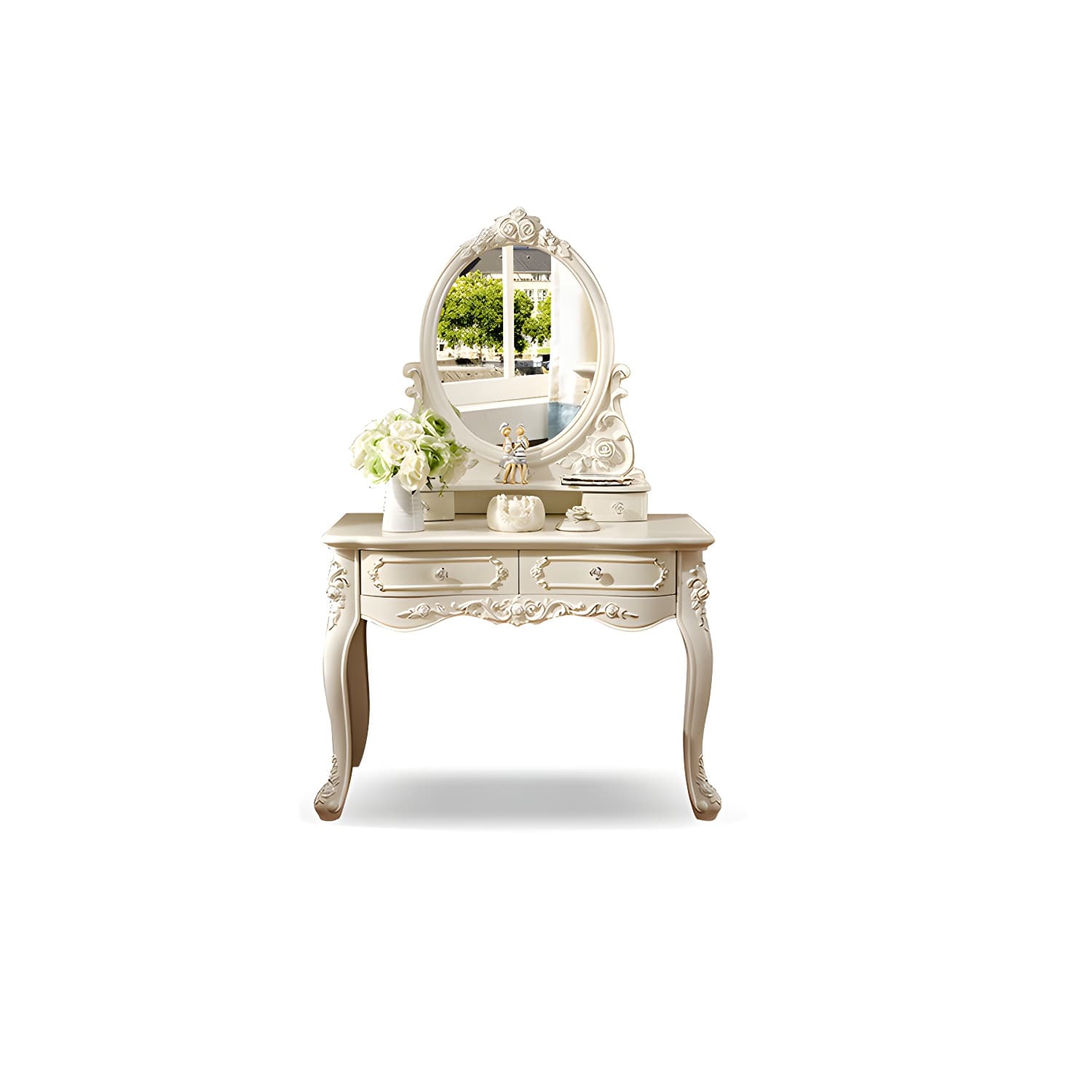 Victorian Makeup Vanity Desk Wood Makeup Vanity Set with Drawer thumbnail 13