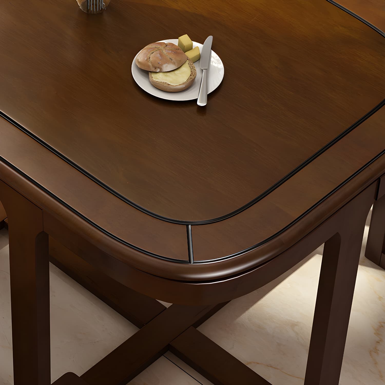 Modern Wood Dining Set in Medium Brown - Table and Chairs with Solid Wood Features thumbnail 6