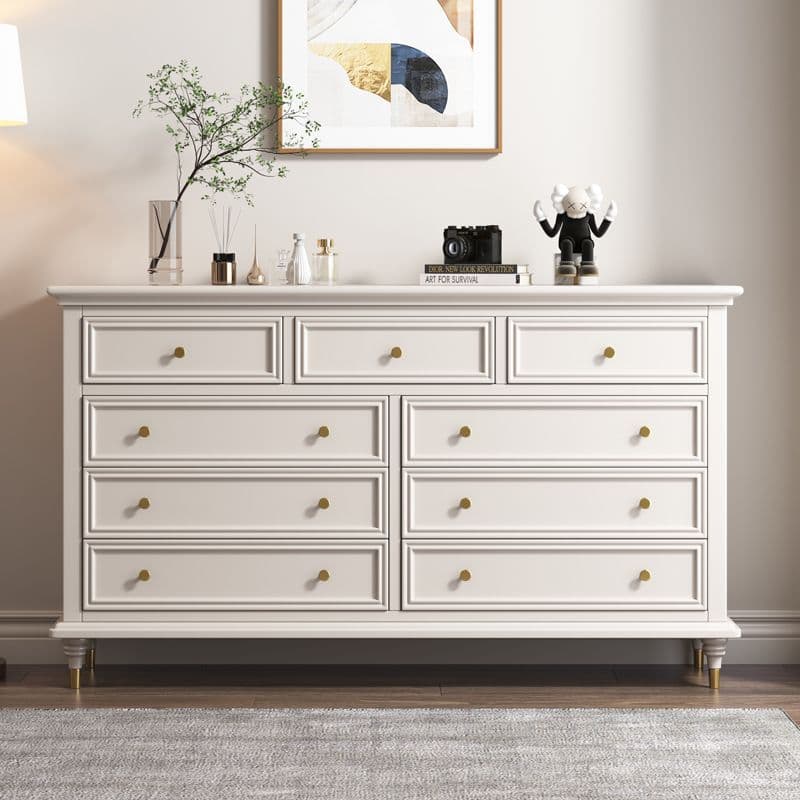 Horizontal/Vertical Chalk Wood Double Dresser/Bachelor Chest/Lingerie Chest with Drawers