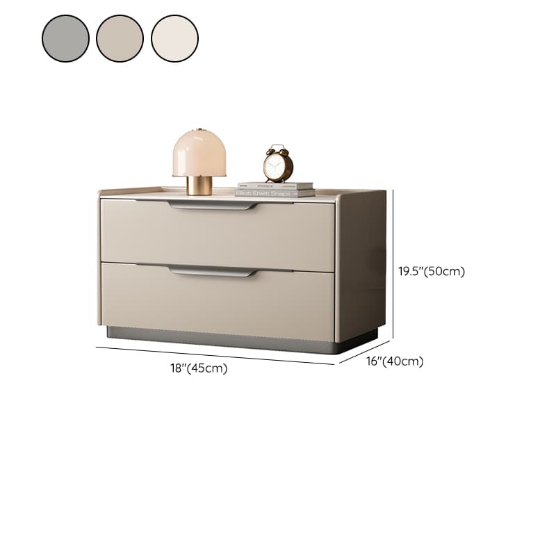 Modern Wooden Nightstand with 2 Drawers in Low Height - Stone Countertop Included thumbnail 14