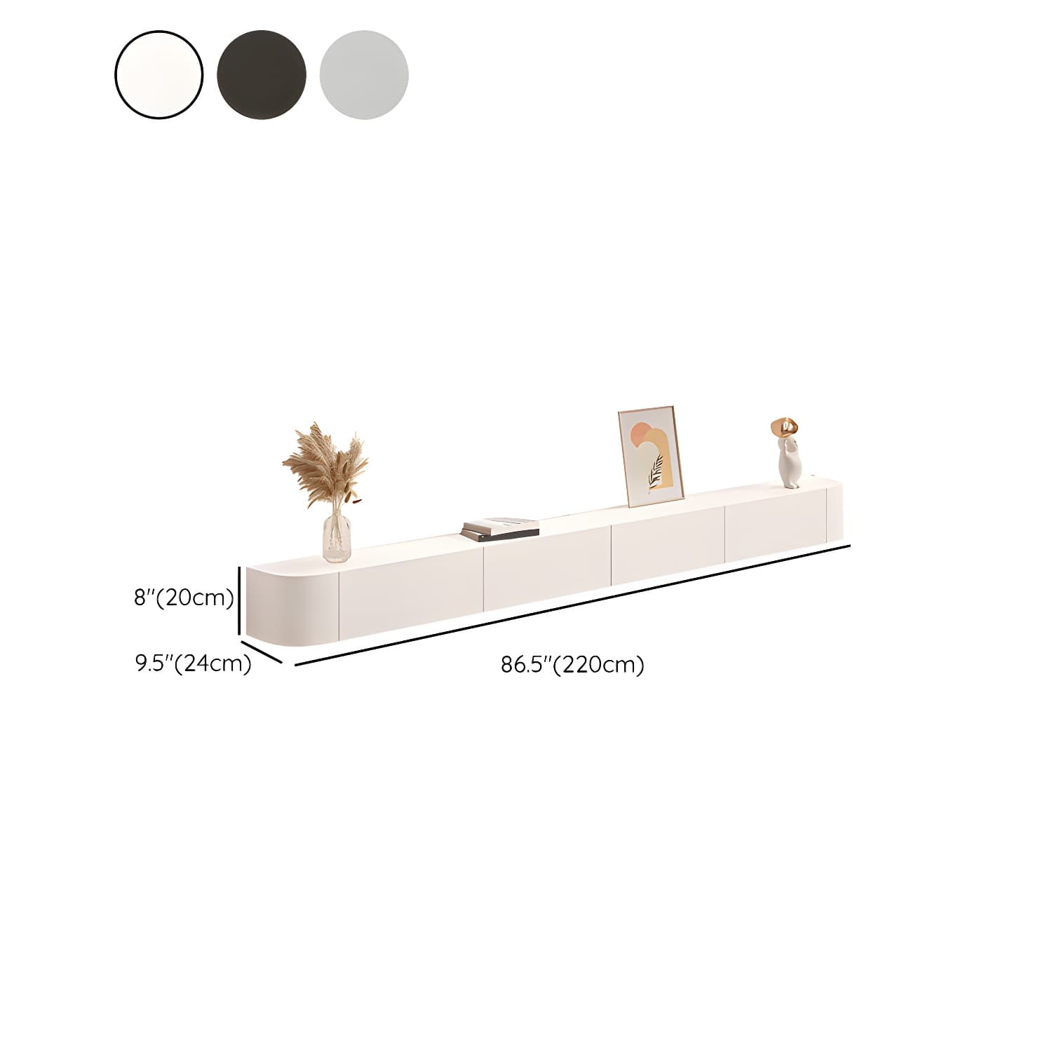 Contemporary Solid Wood Wall-mounted TV Media Stand with Drawers thumbnail 18