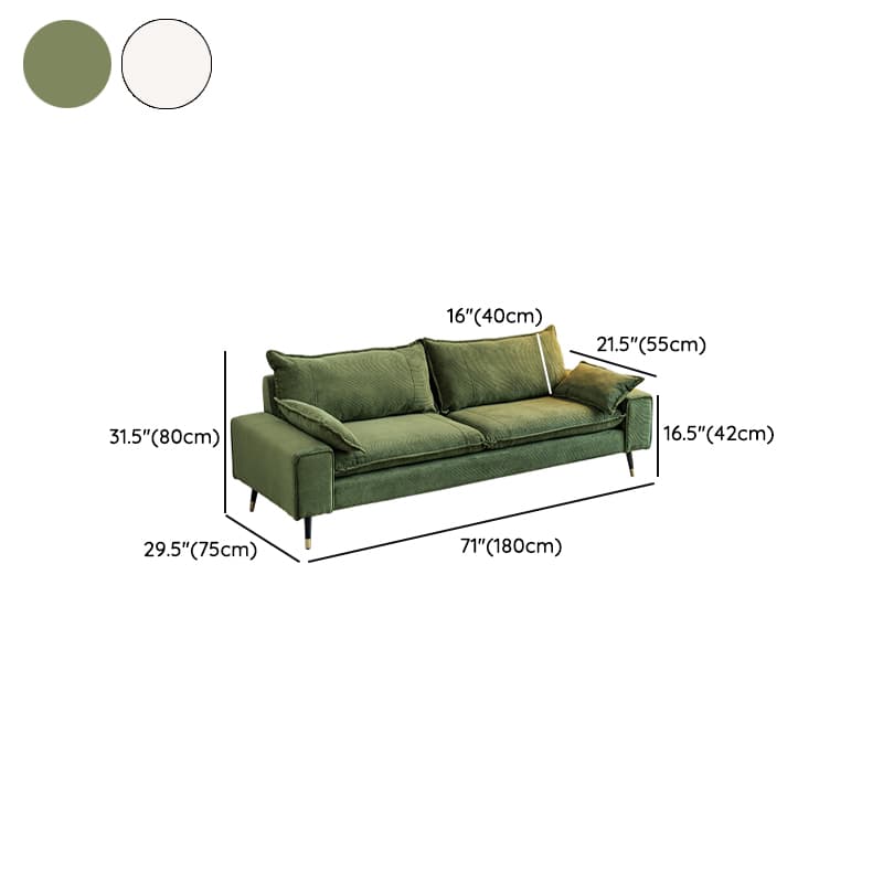 Modern Olive Green/Ink/Lemon Color Solid Color Leather/Corduroy Sofa Couch for Seats 4/Seats 3/Seats 2 thumbnail 19