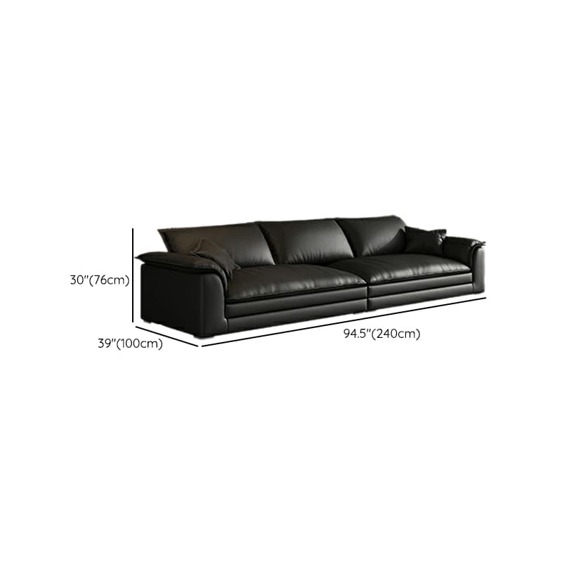 Black Cushion Back 30'' Interface Genuine Leather Sofa Pillow Top Arm thumbnail 14