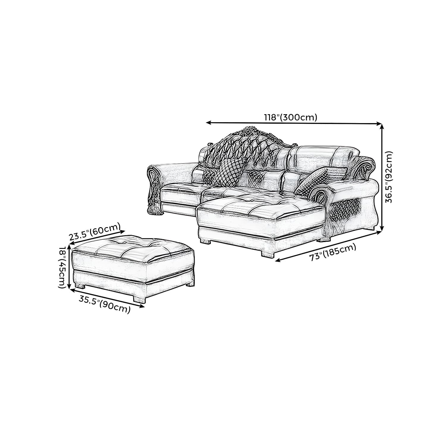Genuine Leather Rolled Arm Sectional 36.22"High Camel Back Sofa, Dark Brown thumbnail 20