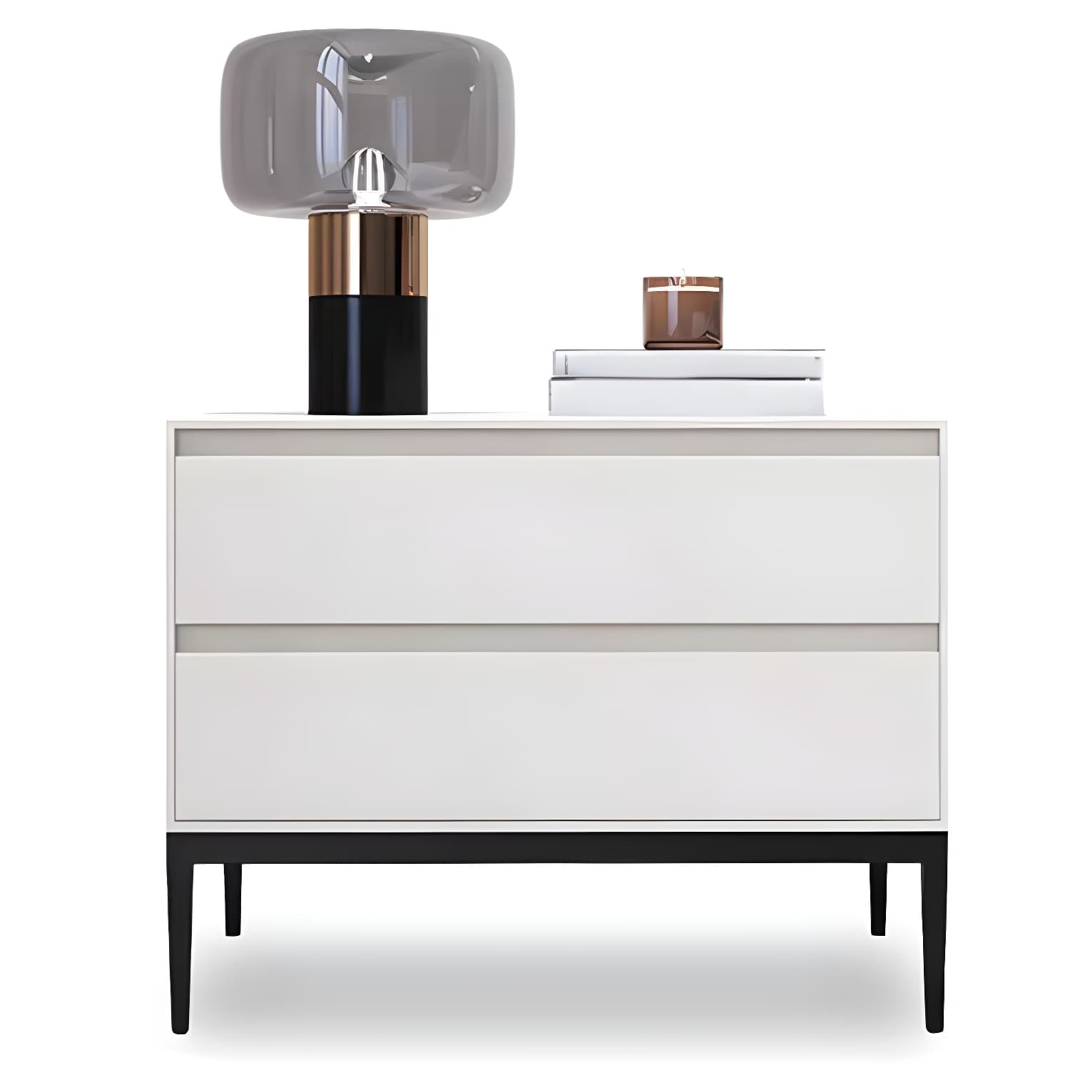 Wooden Night Table Contemporary Bedside Cabinet with 2 Drawers thumbnail 5