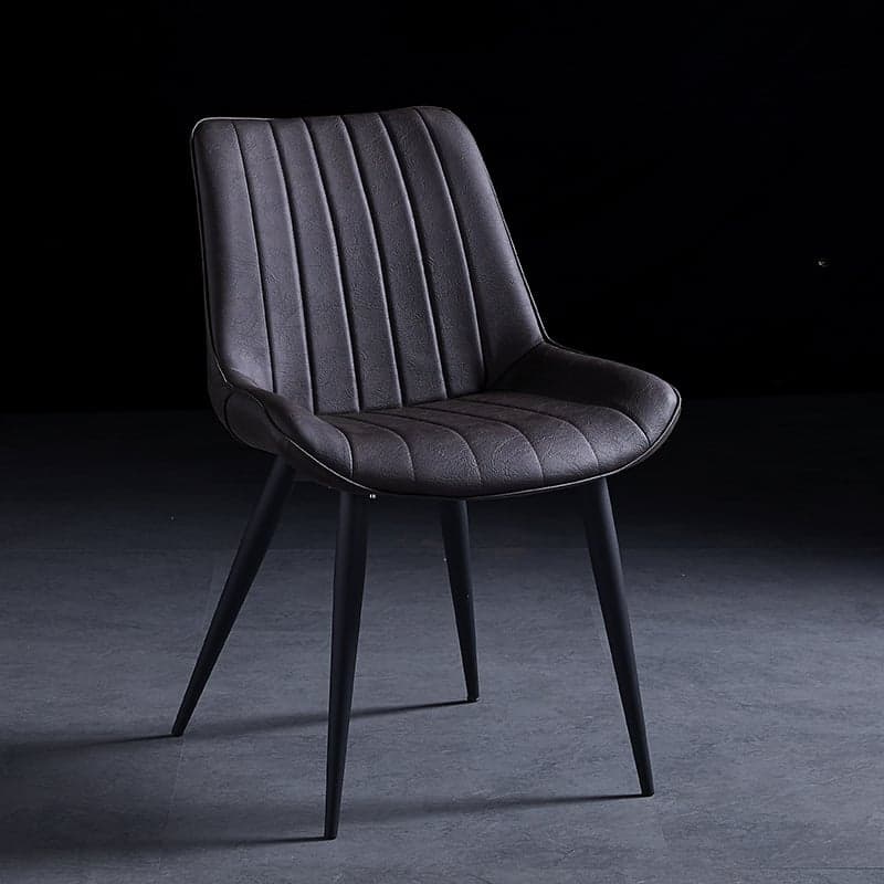 Outlined Faux Leather Upholstered Reliable Side Chair with Metal 4 Legs for Restaurant thumbnail 2