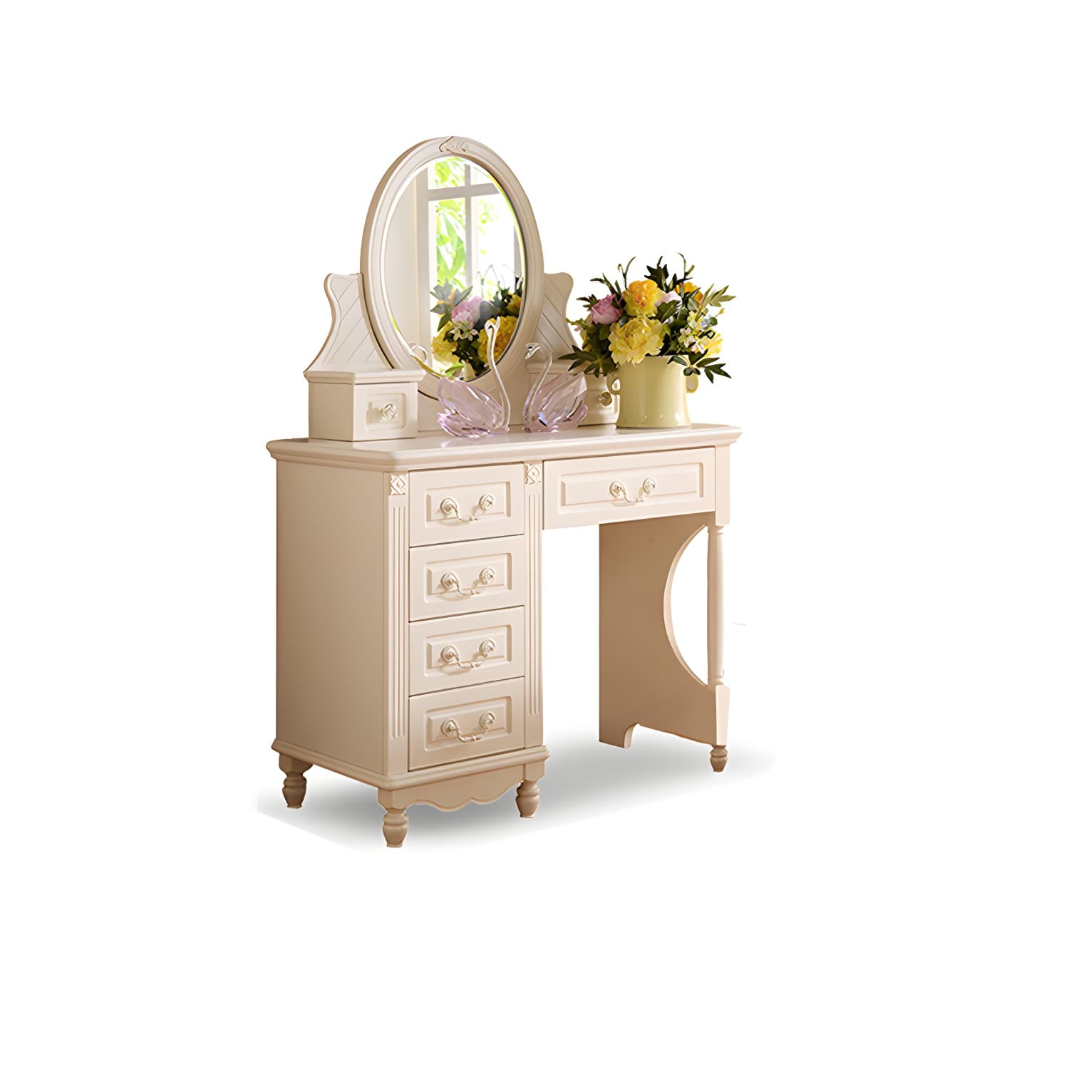 Victorian Makeup Vanity Desk Wood Makeup Vanity Set with Drawer thumbnail 14