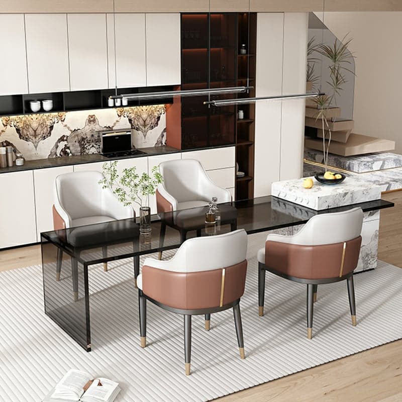 Stylish Modern Sloped Arm Chair for Kitchen & Dining with Low Back and Arms thumbnail 7