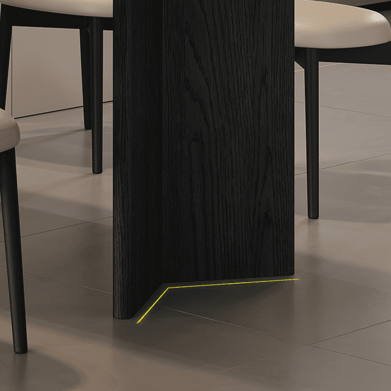 Minimalist Dining Table Set with Two-sided Pedestal, Fixed Table, Padded Chair with Back, and White Table Top thumbnail 7