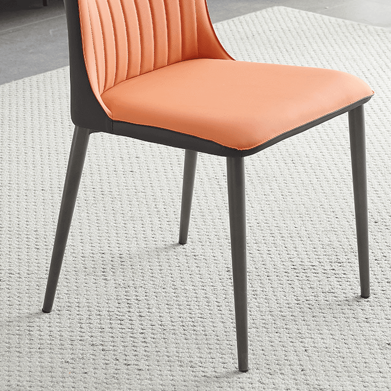 Minimalist Side Chair with Closed Back, Padded Upholstery, and Ink Metal Legs thumbnail 9